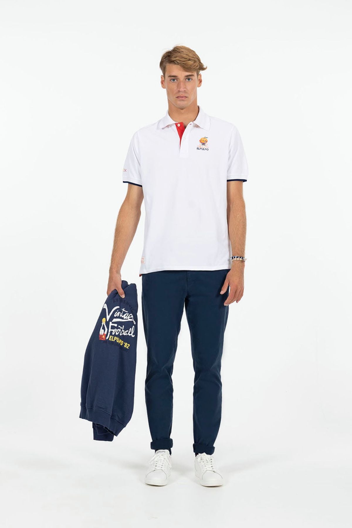 POLO PRINTED OCTOPUS AND LITTLE ORANGE WITH PURE WHITE CONTRASTS