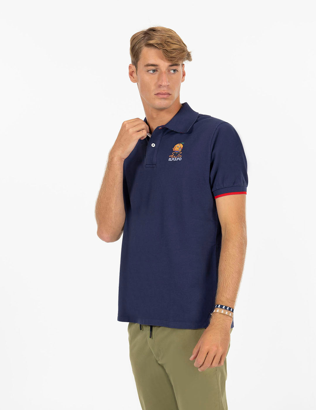 OCTOPUS AND LITTLE ORANGE PRINTED POLO WITH NAVY BLUE CONTRASTS