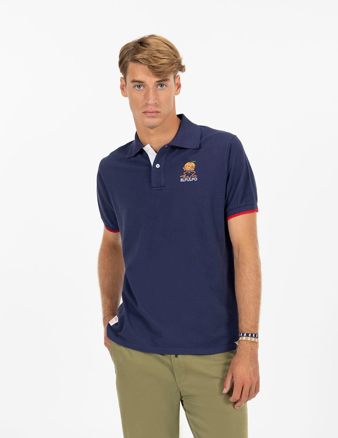 OCTOPUS AND LITTLE ORANGE PRINTED POLO WITH NAVY BLUE CONTRASTS