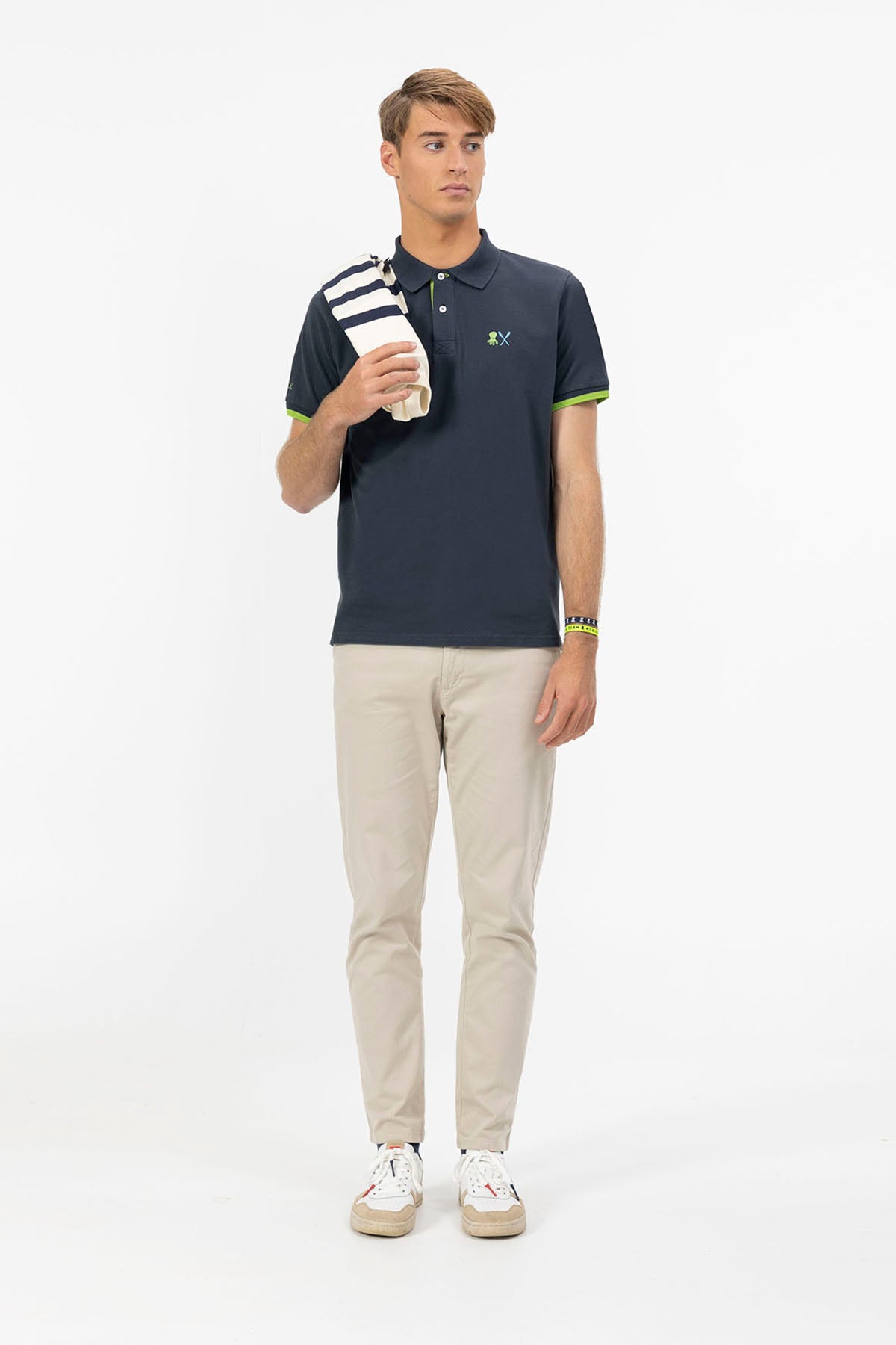 NAVY BLUE ESSENTIALS EMBROIDERED POLO