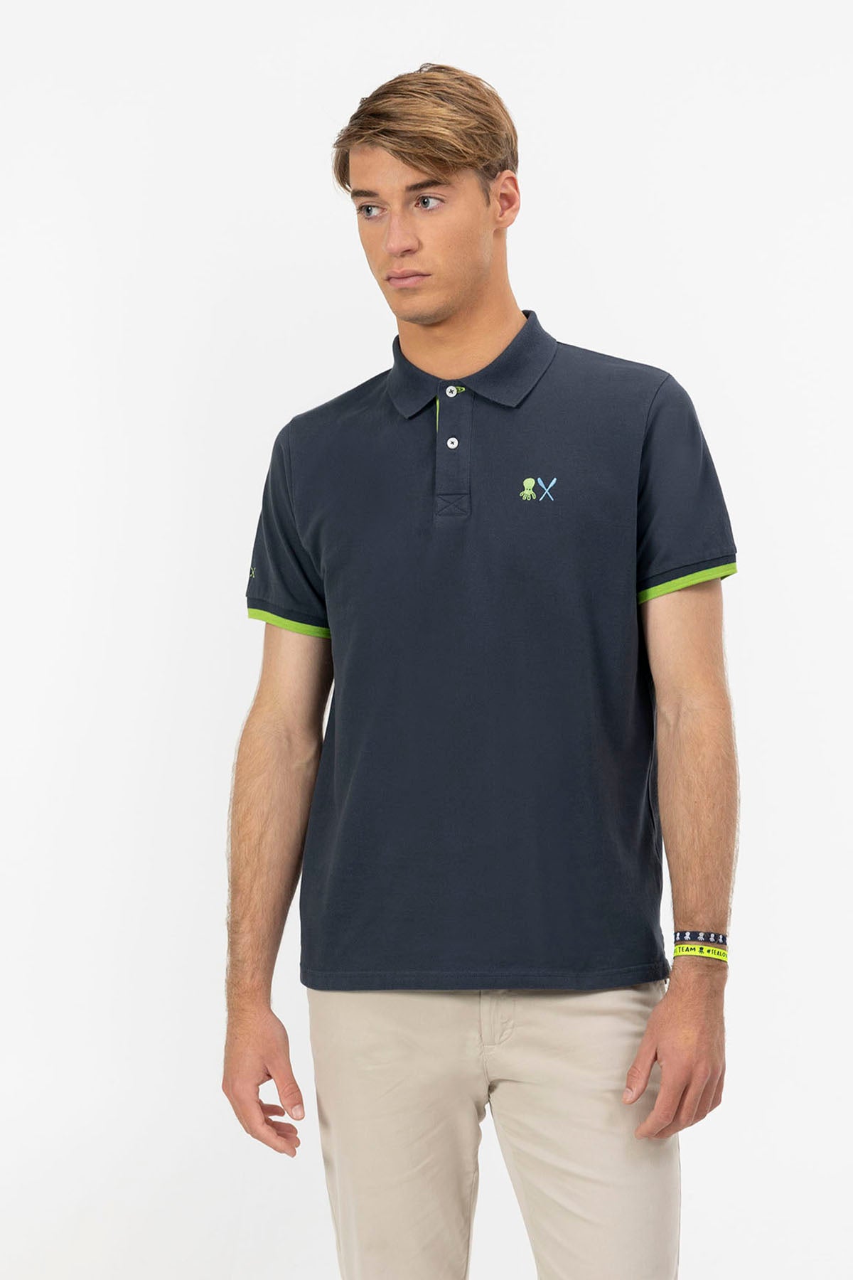 NAVY BLUE ESSENTIALS EMBROIDERED POLO