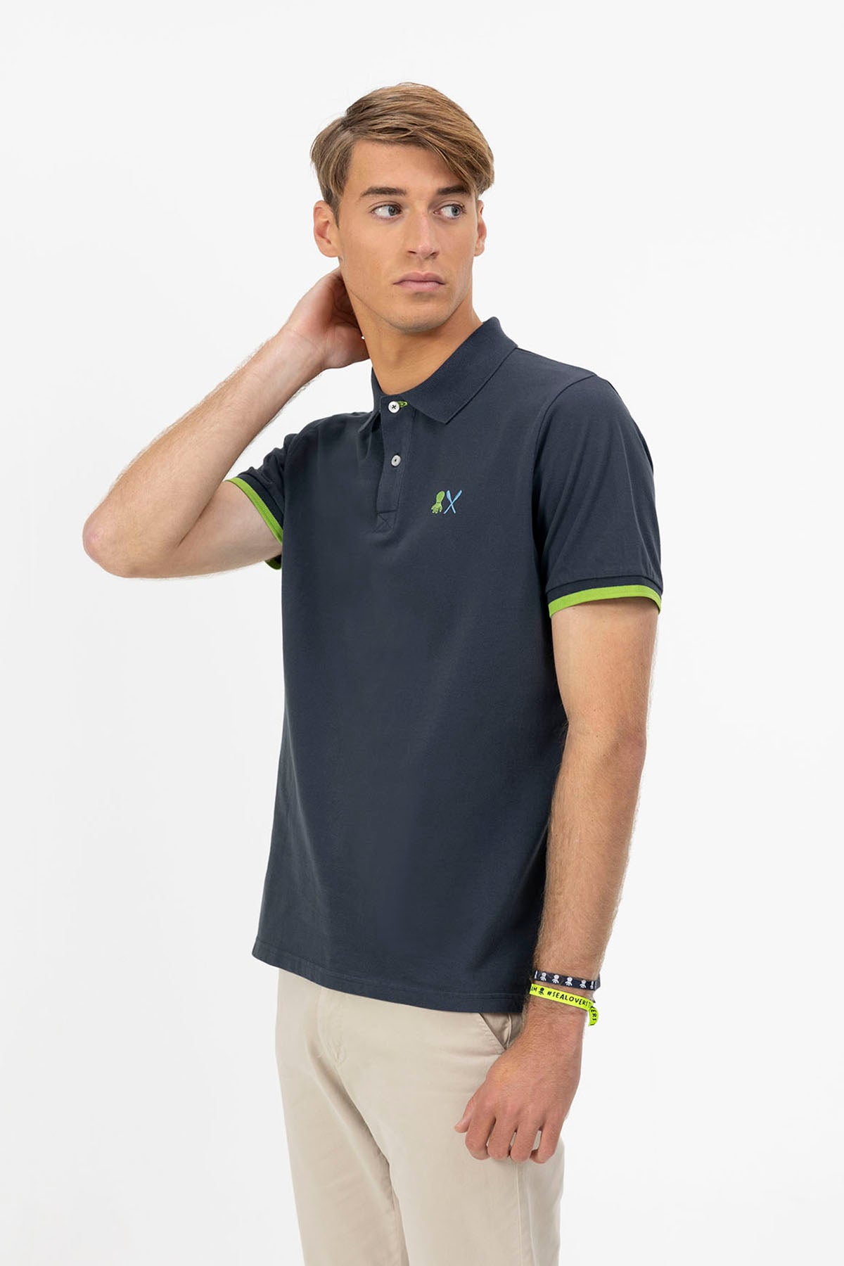 NAVY BLUE ESSENTIALS EMBROIDERED POLO