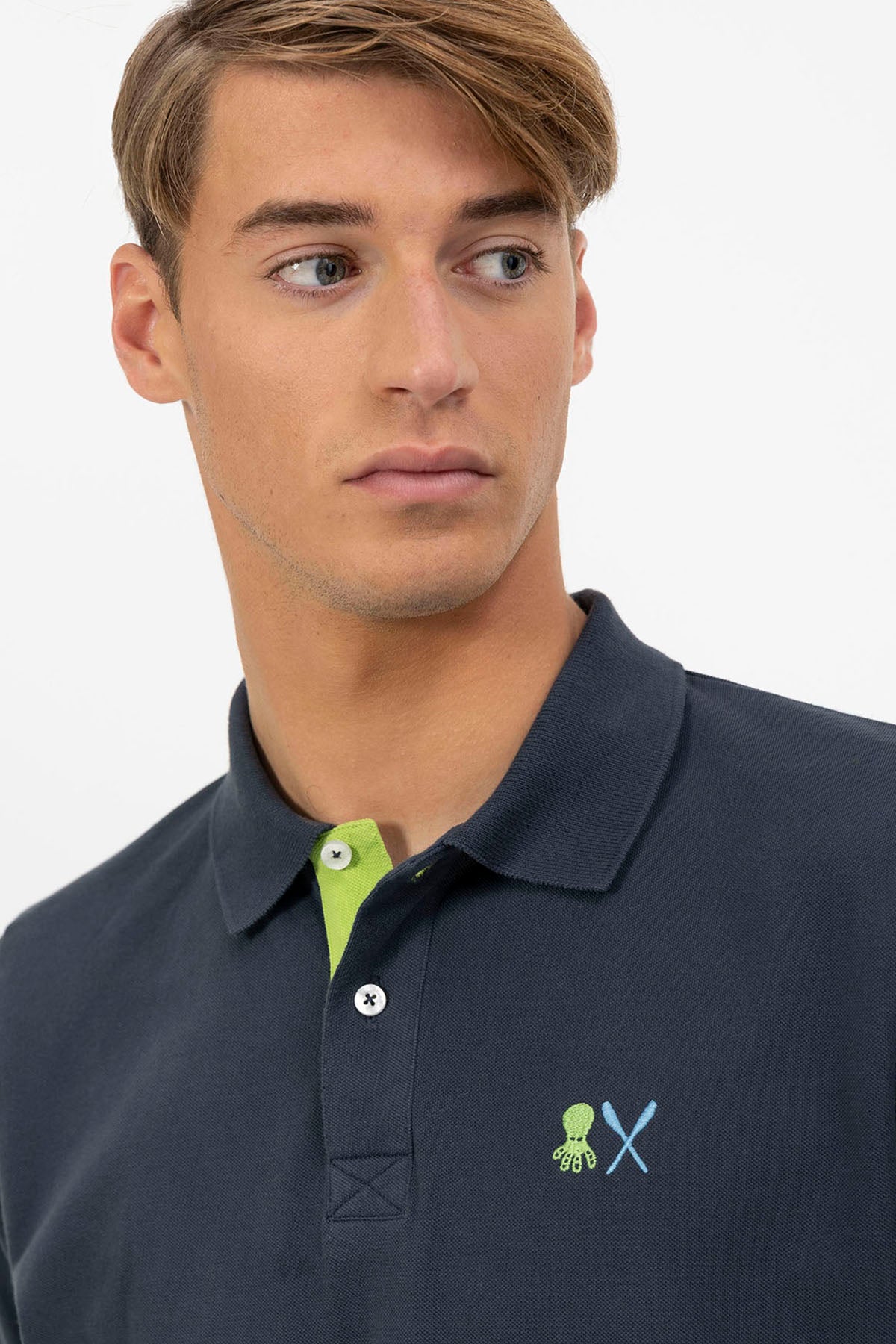 NAVY BLUE ESSENTIALS EMBROIDERED POLO