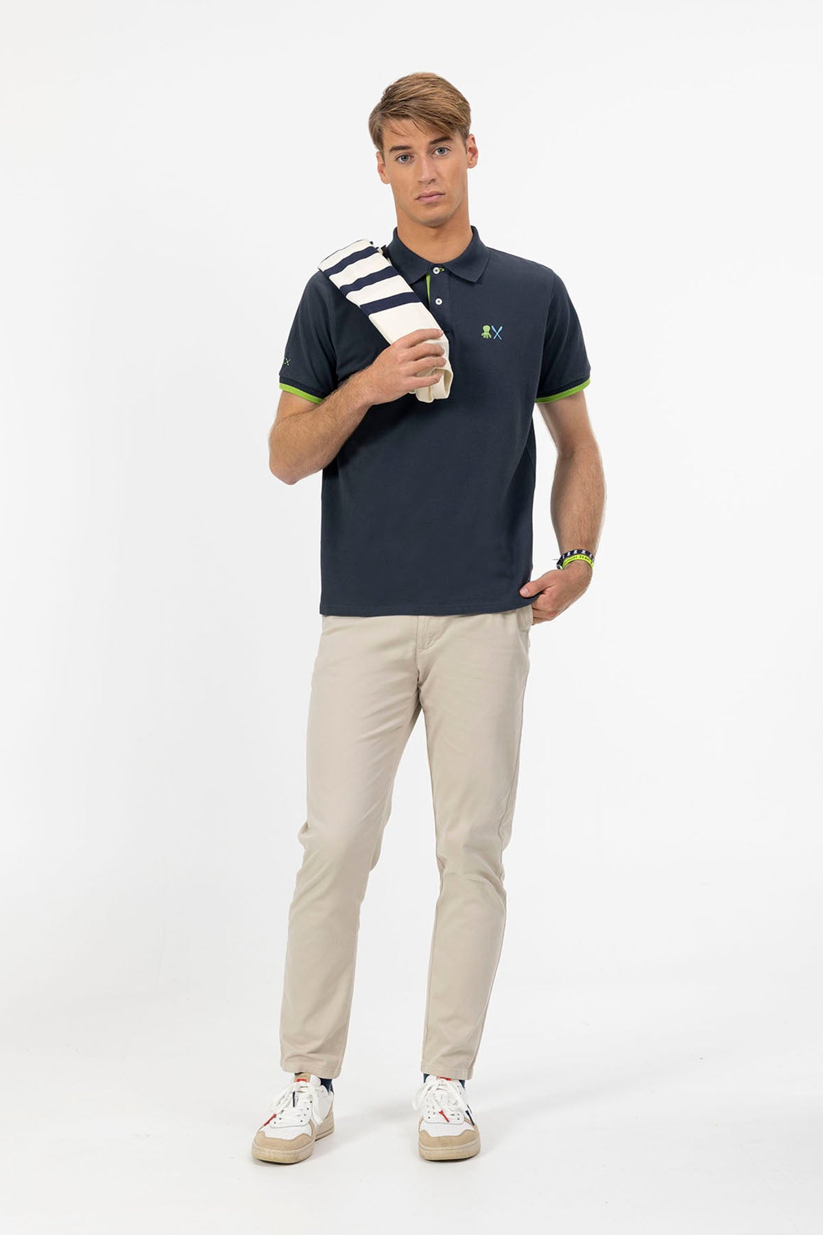 NAVY BLUE ESSENTIALS EMBROIDERED POLO