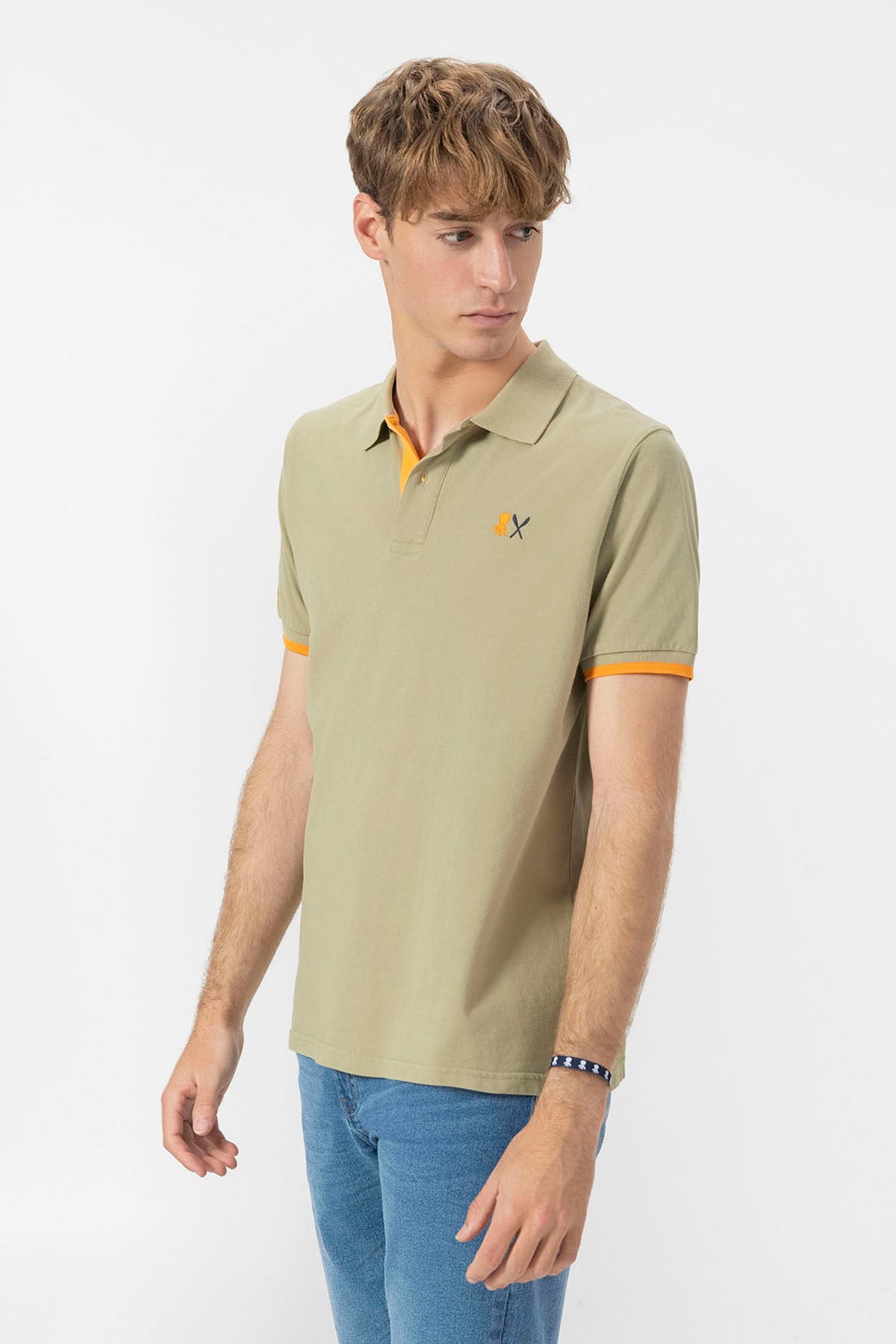 SAGE GREEN ESSENTIALS EMBROIDERED POLO