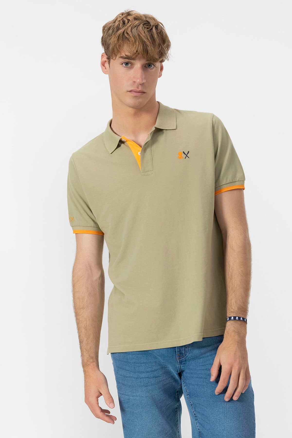 SAGE GREEN ESSENTIALS EMBROIDERED POLO