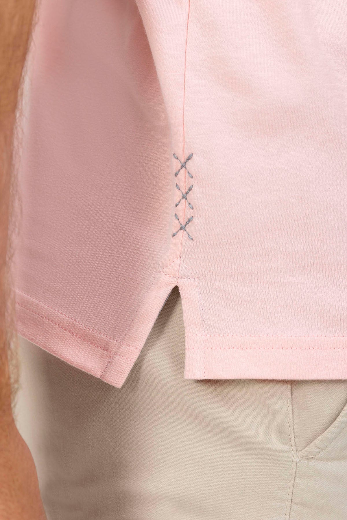 PINK CONTRAST PATCH WASHED POLO