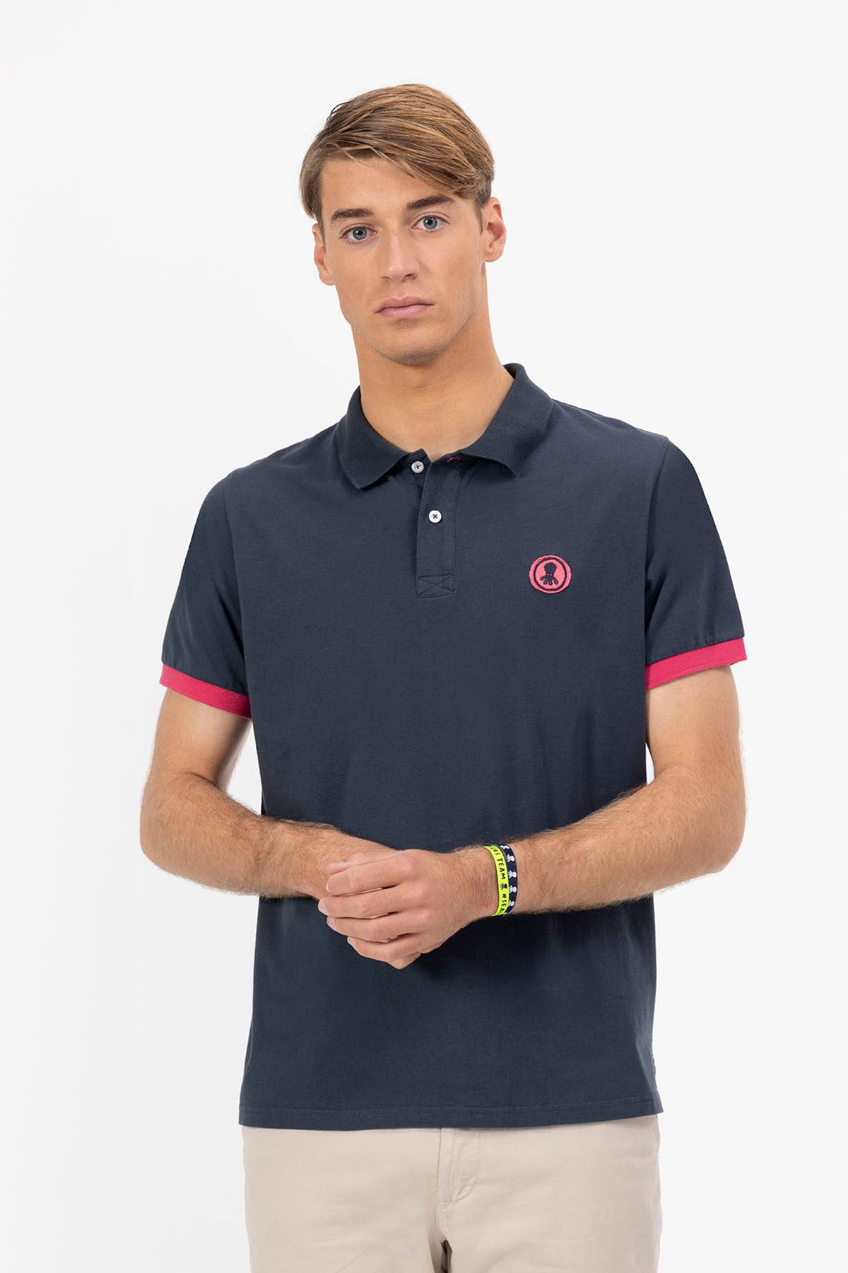 DELAVÉ NAVY BLUE CONTRAST PATCH WASHED POLO