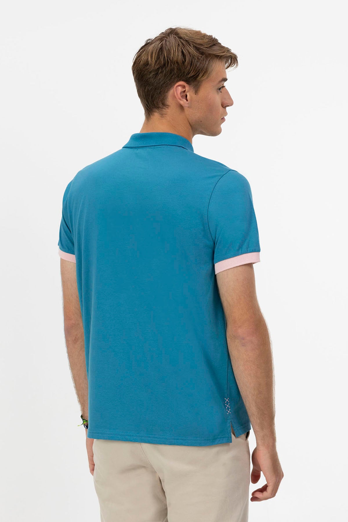 SAPPHIRE BLUE CONTRAST PATCH WASHED POLO