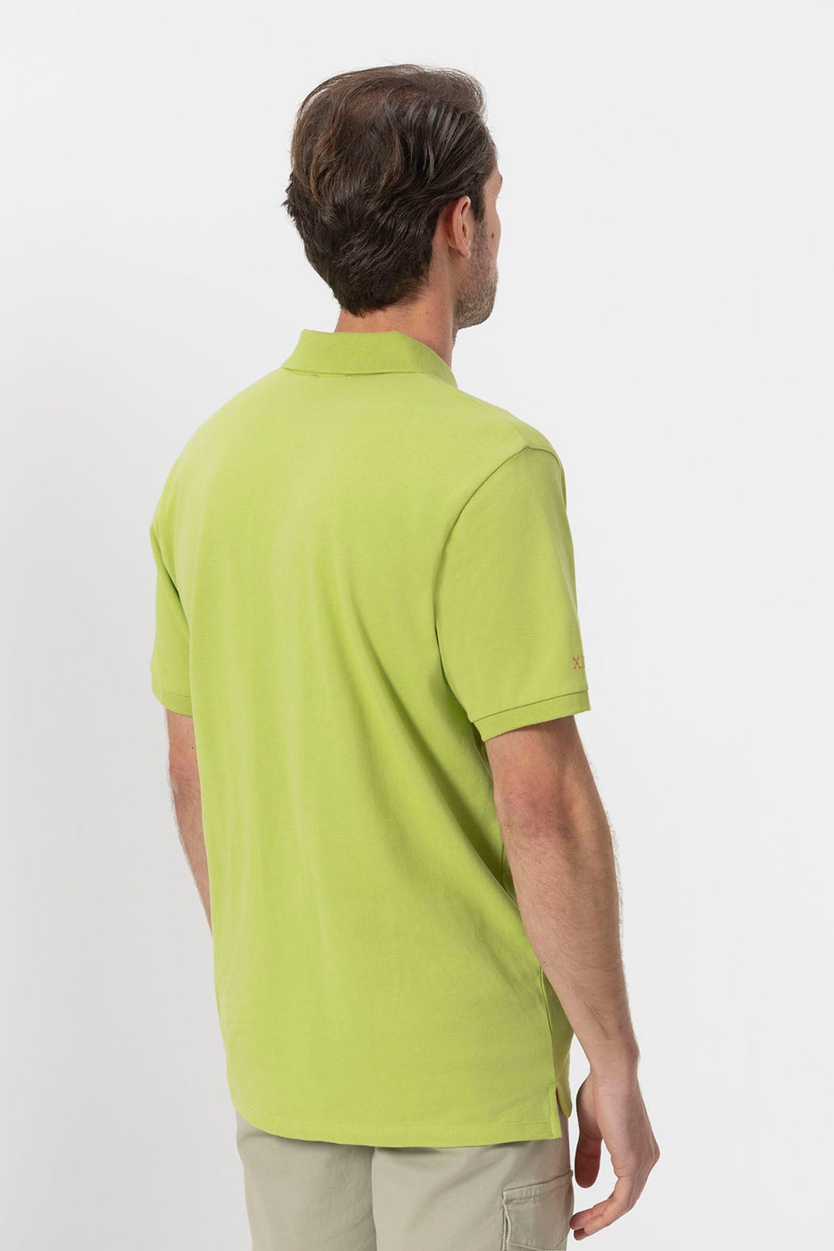 PISTACHIO GREEN CONTRASTING EMBROIDERY WASHED POLO