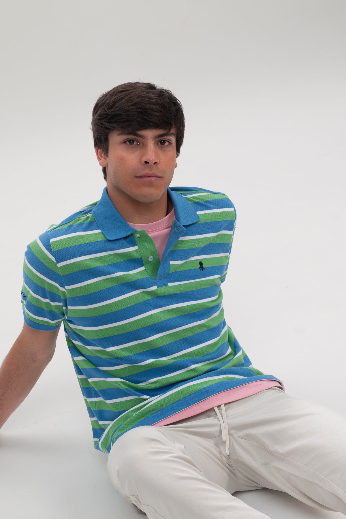 Polo multiraya logo bordado multicolor
