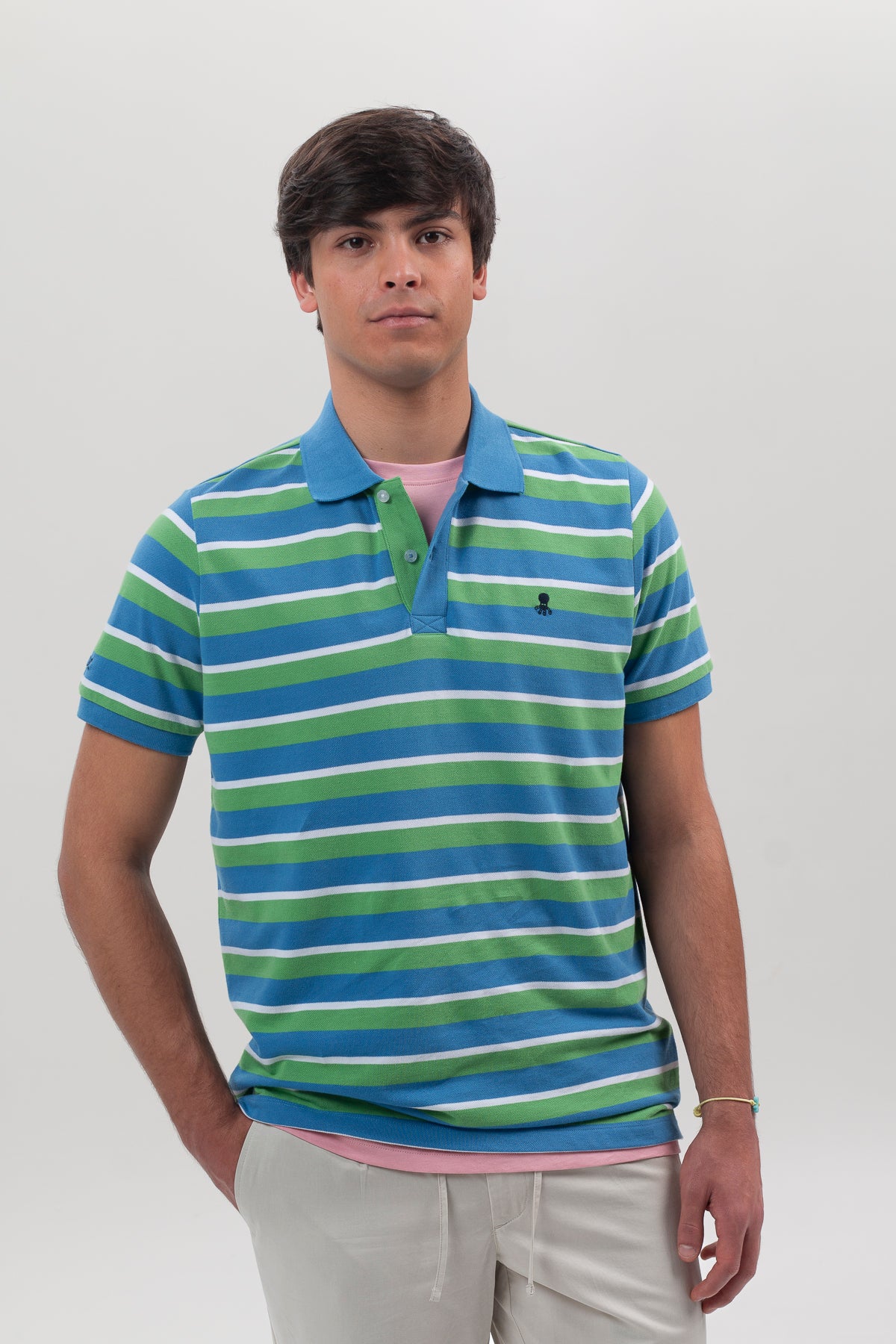 Polo multiraya logo bordado multicolor