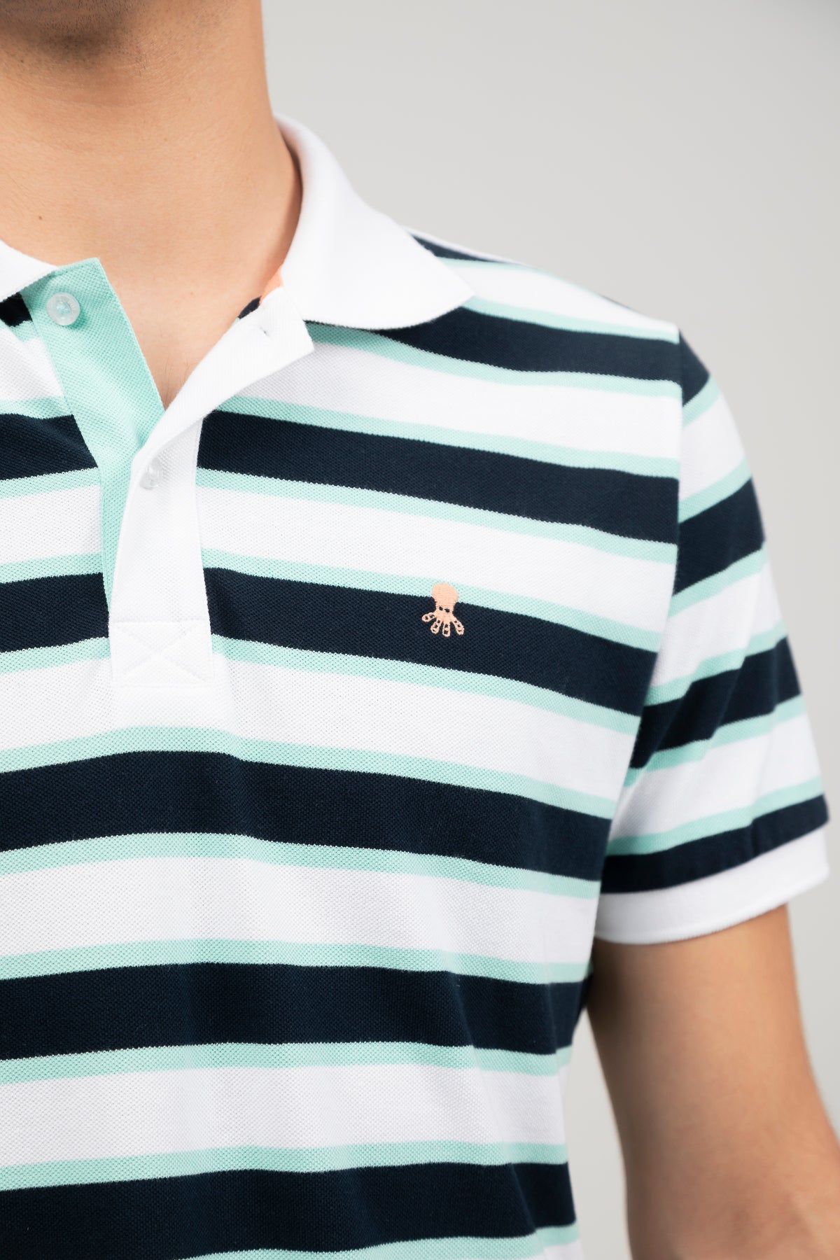 Polo rayas combinadas bicolor azul marino