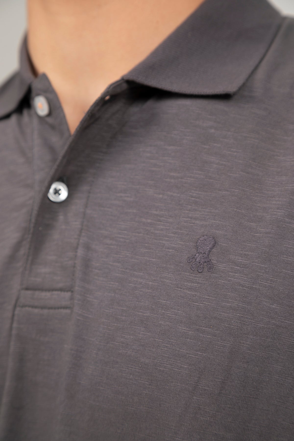 Polo cotton slub logo a tono antracita