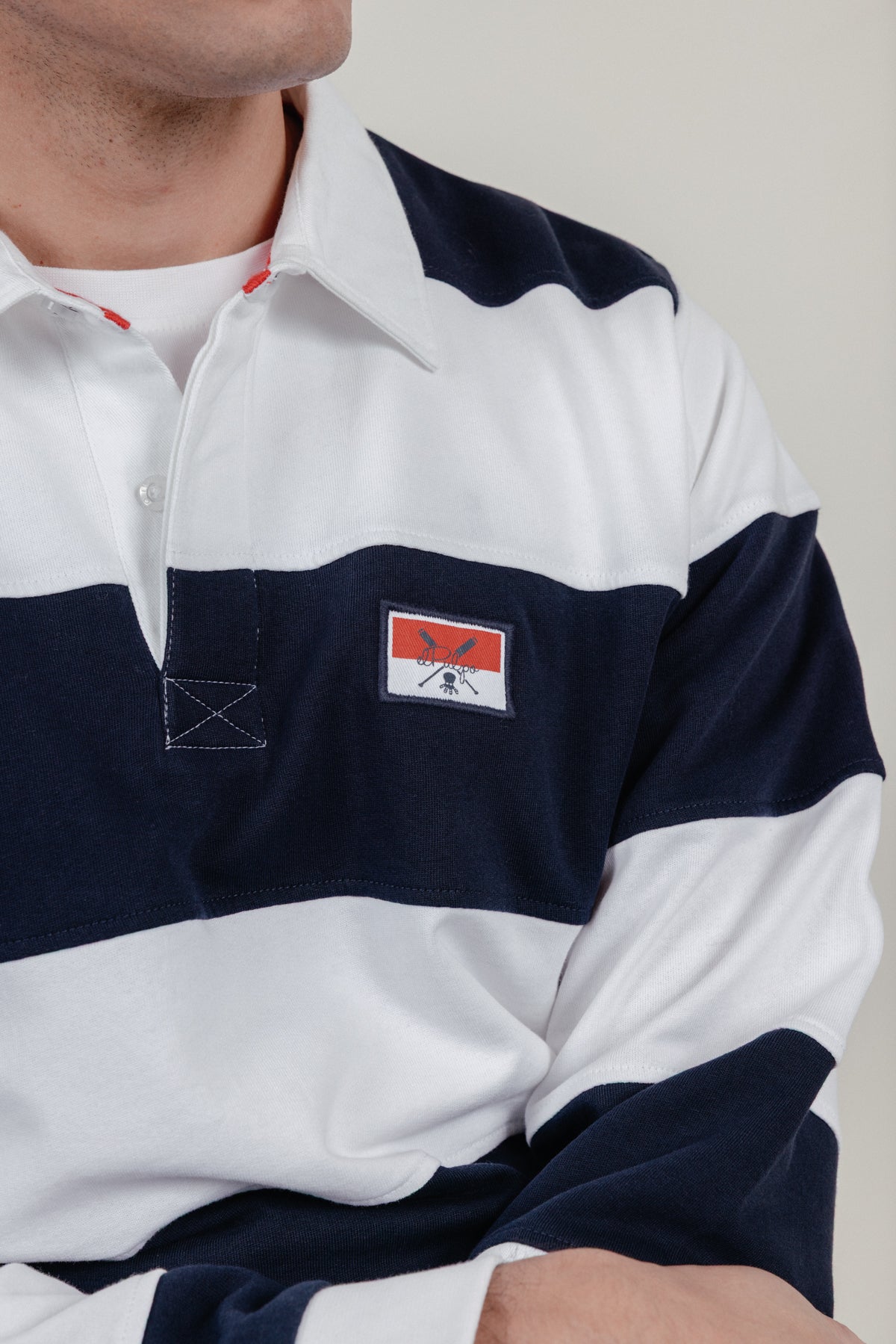 Polo manga larga rugby bandera azul marino