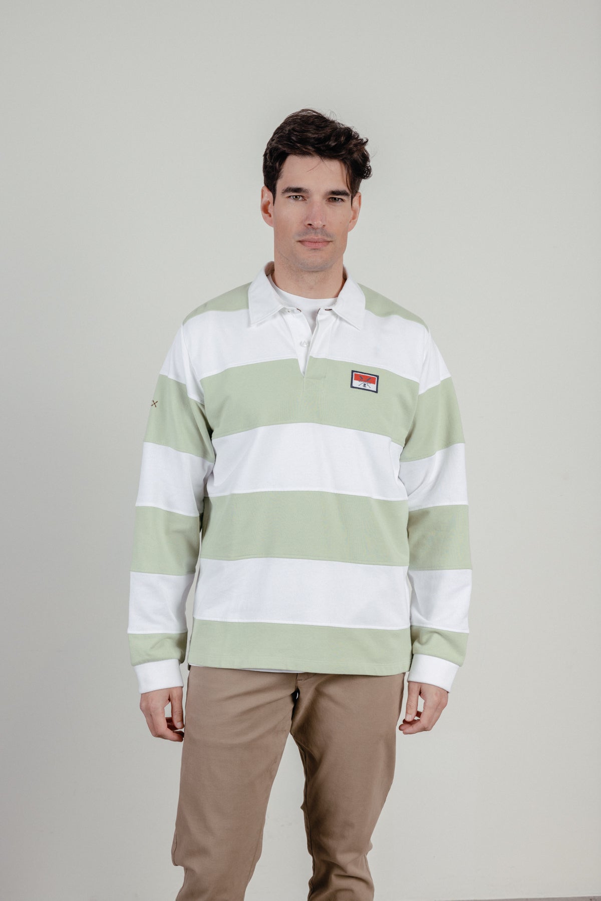 Polo manga larga rugby bandera verde menta