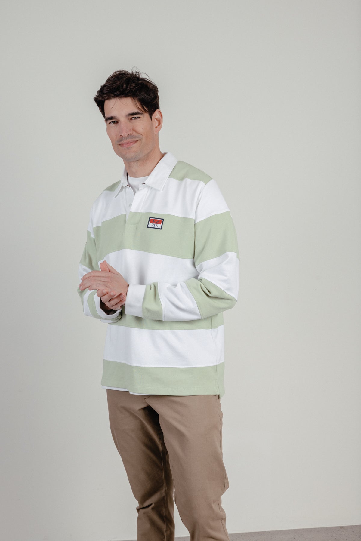 Polo manga larga rugby bandera verde menta