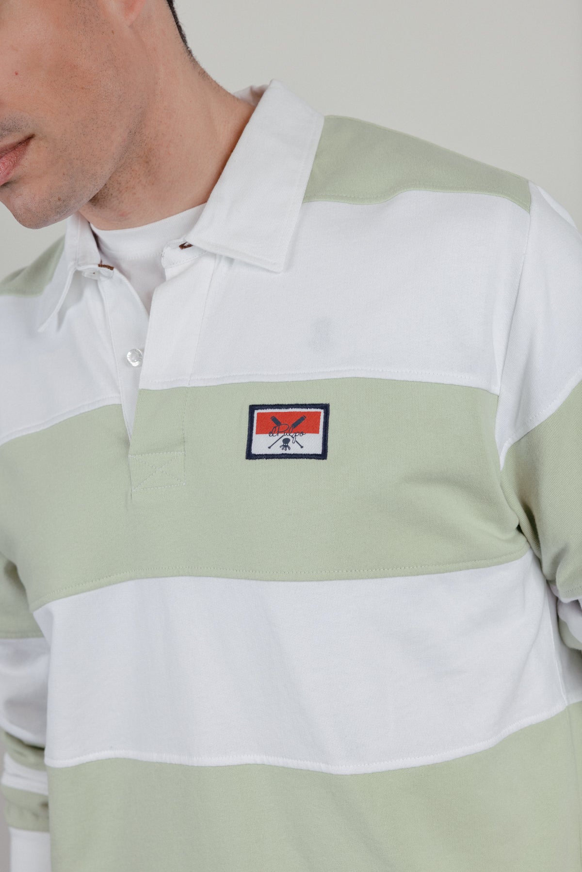 Polo manga larga rugby bandera verde menta