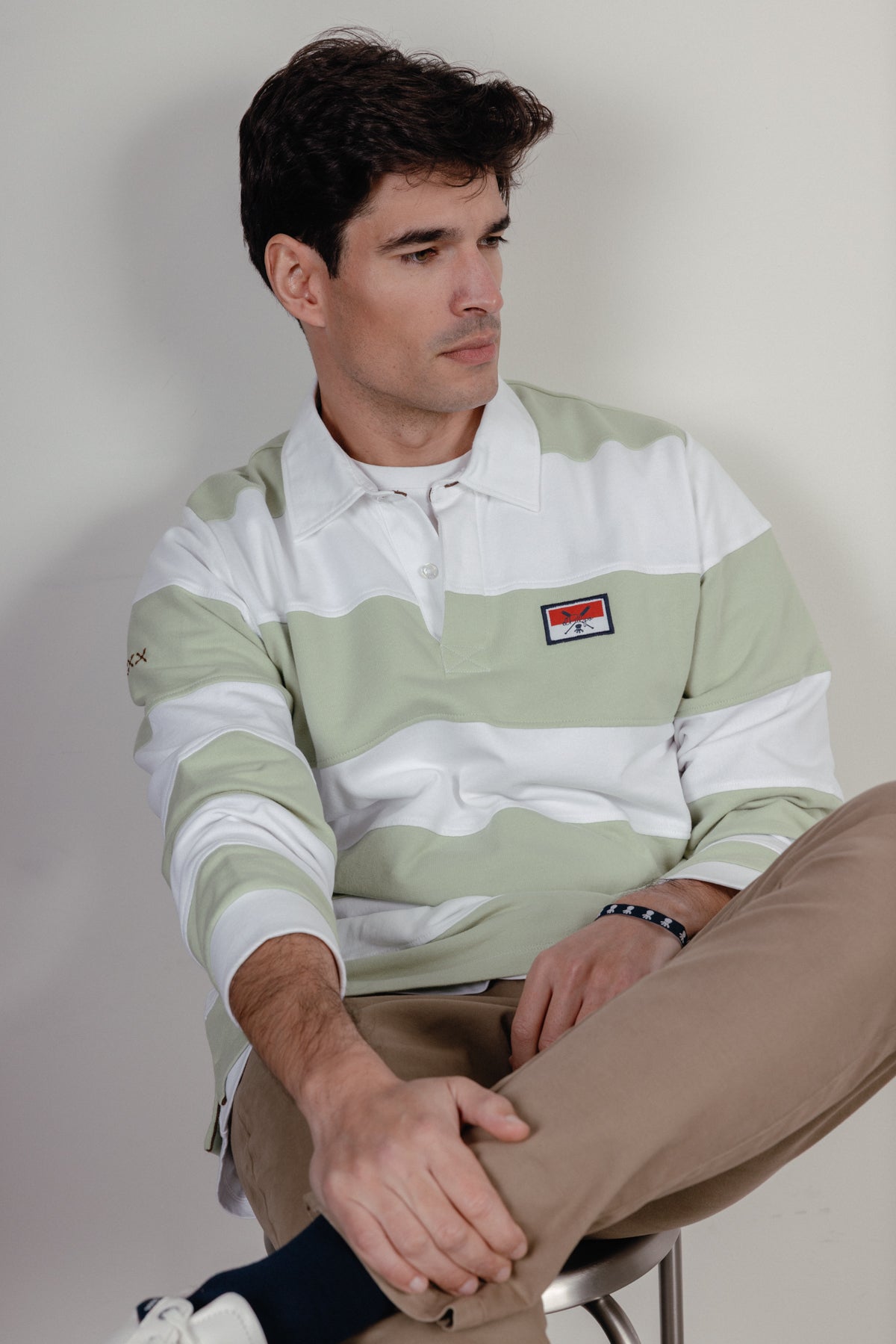 Polo manga larga rugby bandera verde menta