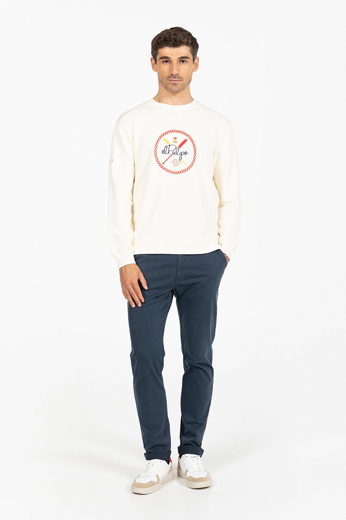SUDADERA REMOS RFEF BLANCO ROTO