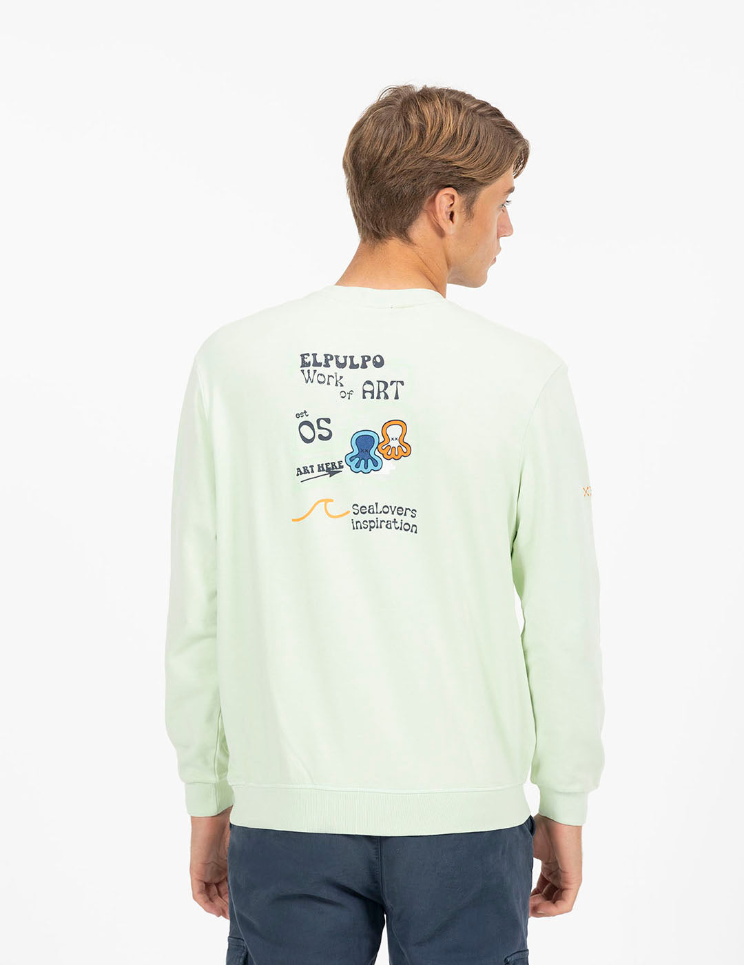 WORK OF ART PRINTED SWEATSHIRT MINT GREEN