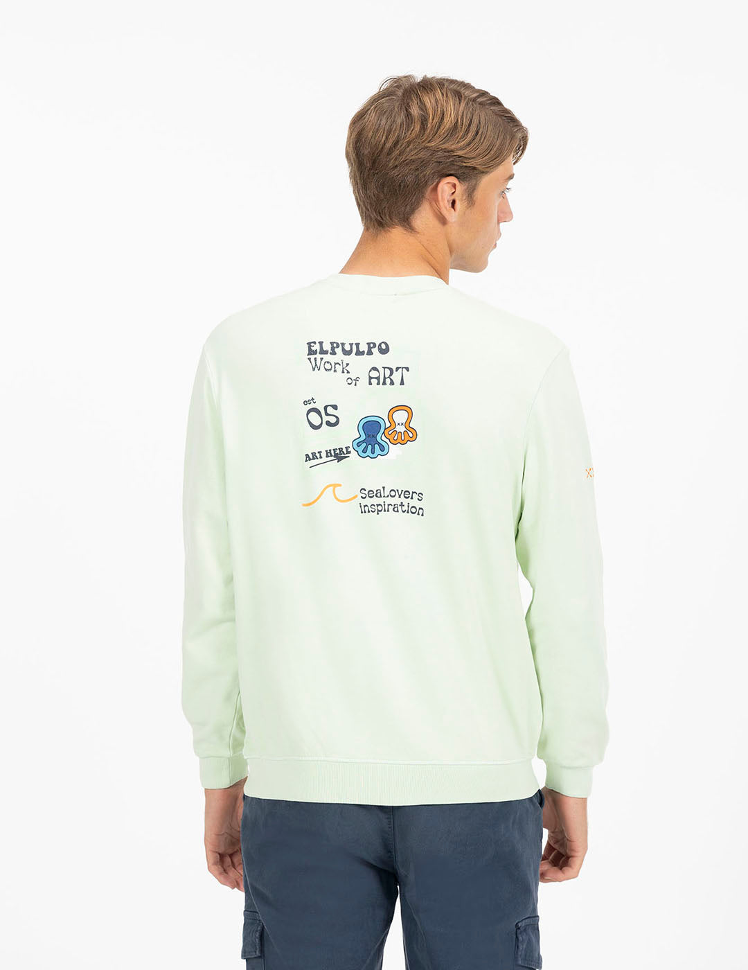 WORK OF ART PRINTED SWEATSHIRT MINT GREEN