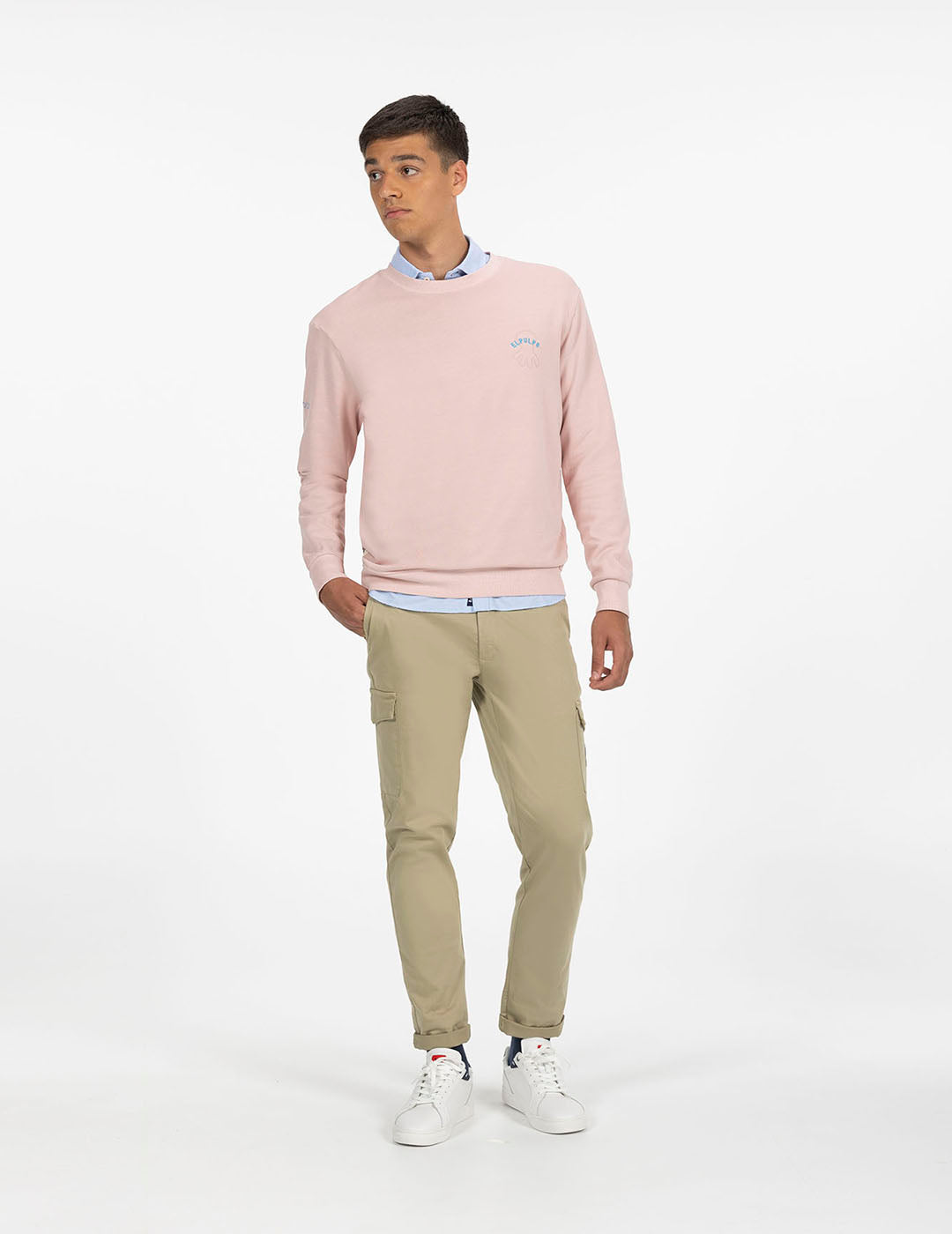 CONTRAST EMBROIDERED SWEATSHIRT EL MAR TODO LO-CURA ROSA DELAVÉ