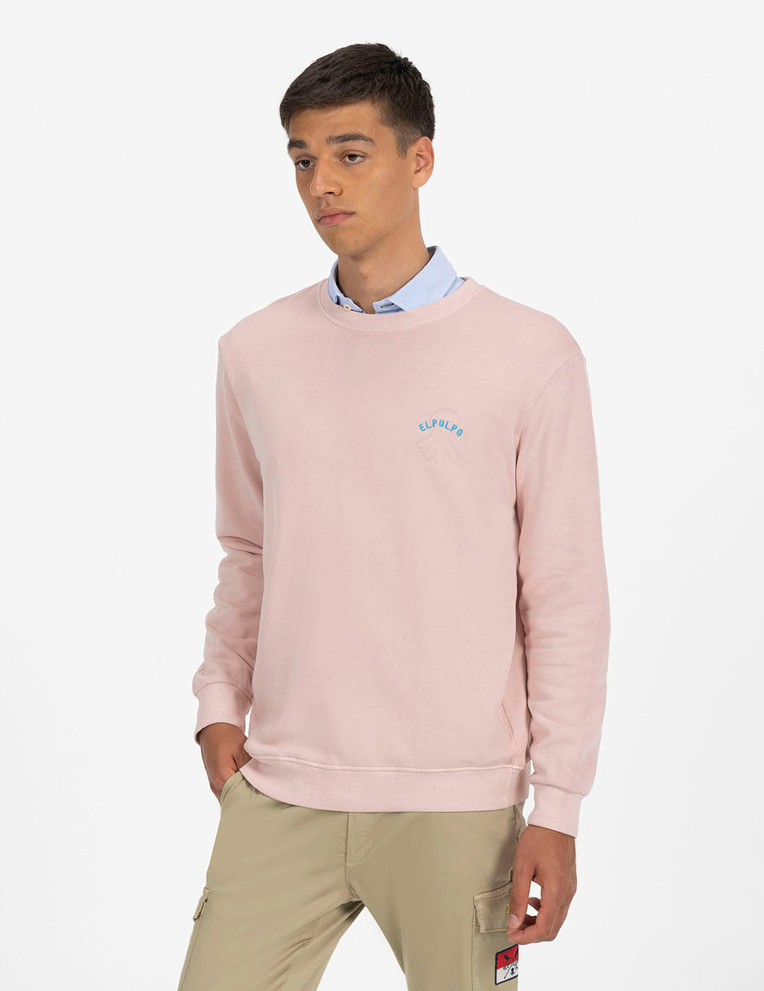 CONTRAST EMBROIDERED SWEATSHIRT EL MAR TODO LO-CURA ROSA DELAVÉ