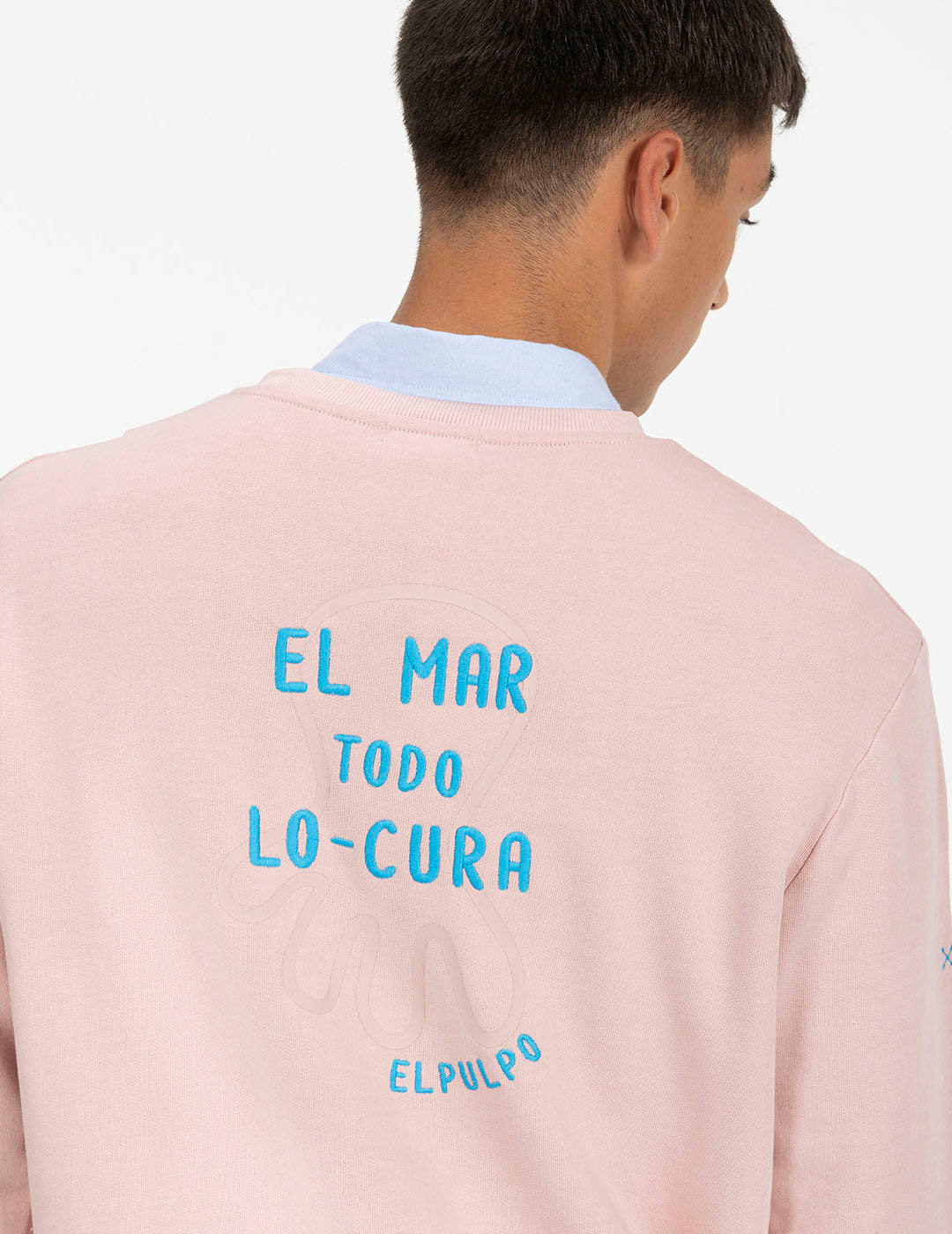 SUDADERA BORDADO CONTRASTE EL MAR TODO LO-CURA ROSA DELAVÉ