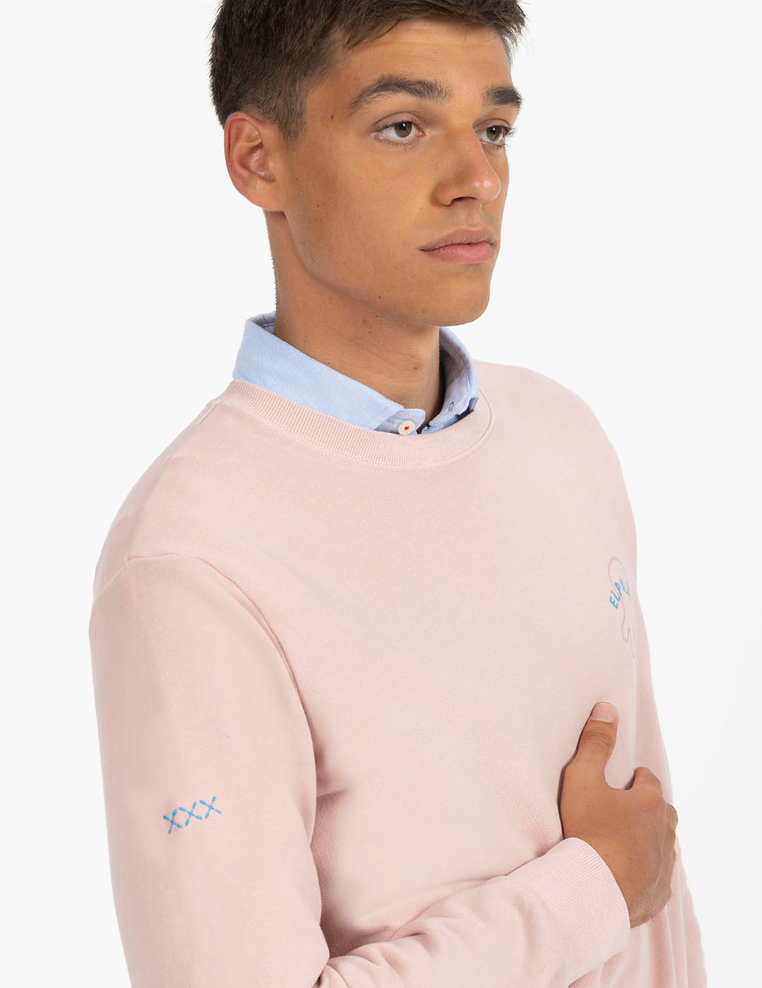 CONTRAST EMBROIDERED SWEATSHIRT EL MAR TODO LO-CURA ROSA DELAVÉ