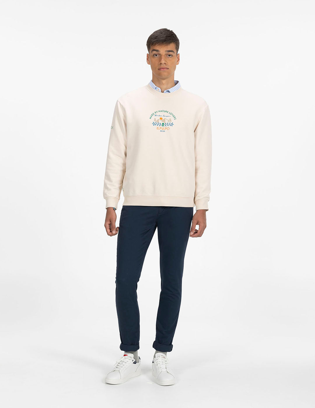 NATURE LOVERS OFF-WHITE EMBROIDERED SWEATSHIRT