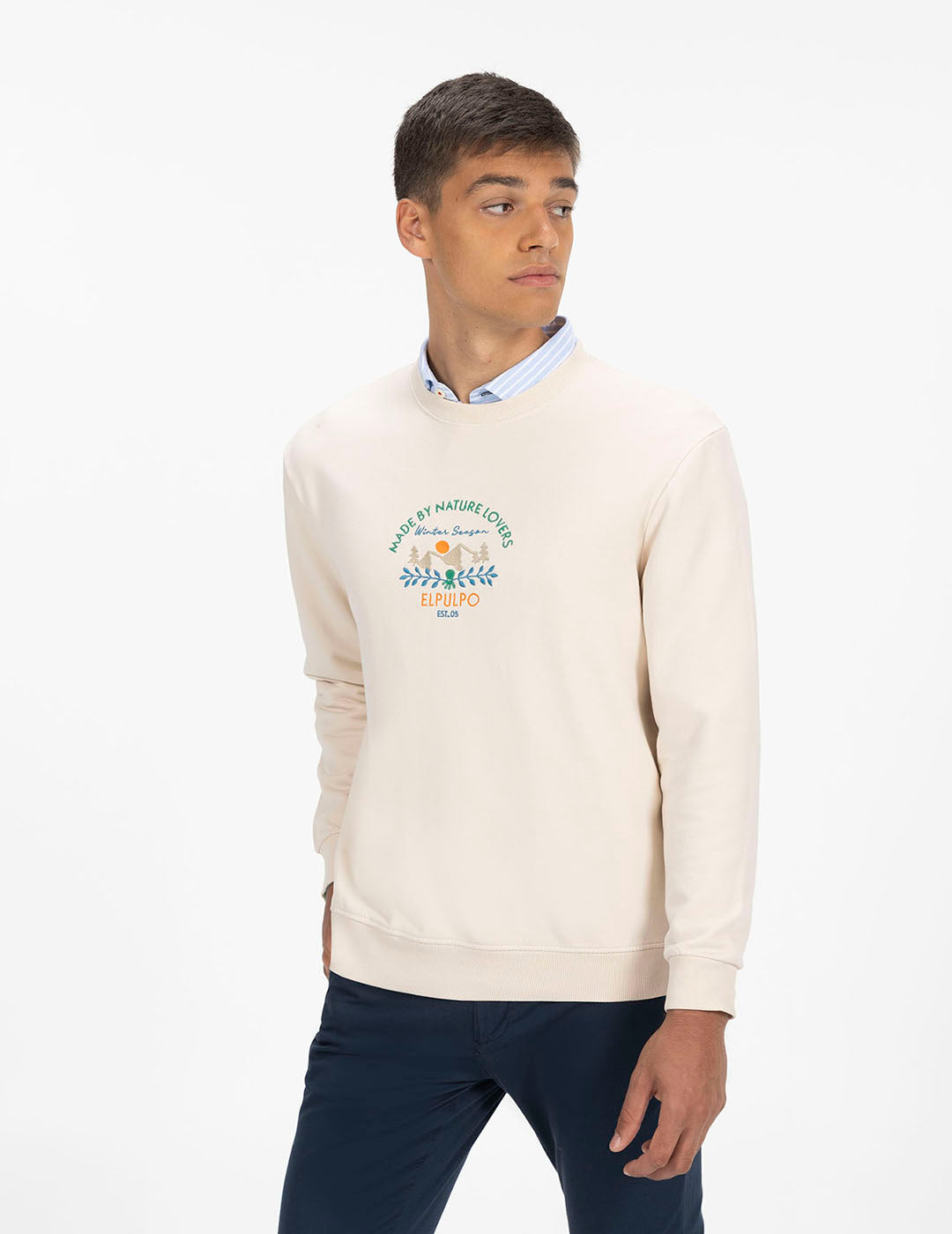 NATURE LOVERS OFF-WHITE EMBROIDERED SWEATSHIRT