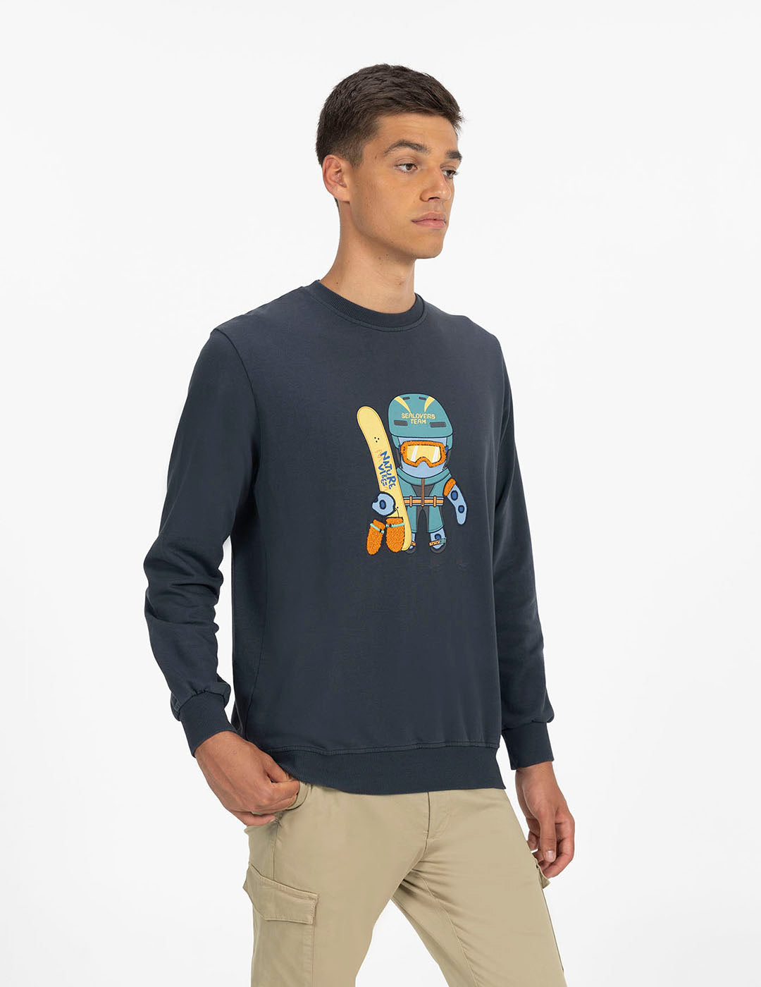 OCTOPUS SNOWBOARD PRINT SWEATSHIRT NAVY BLUE