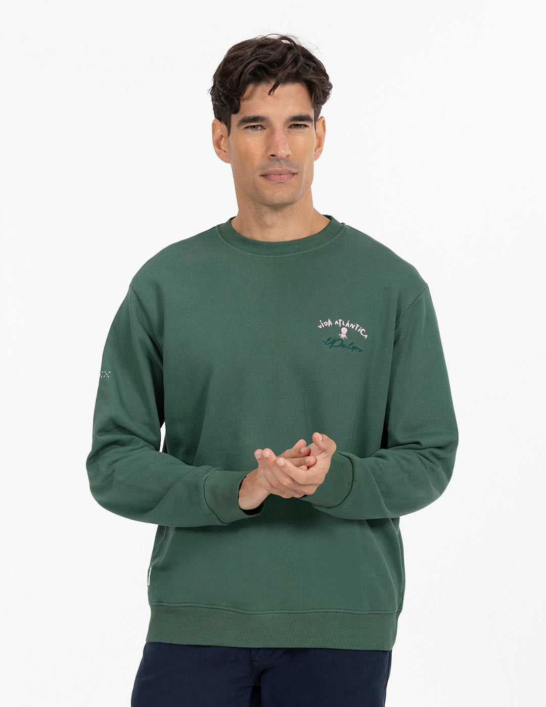 SUDADERA ESTAMPADO ÉTNICO VIDA ATLÁNTICA VERDE INGLÉS