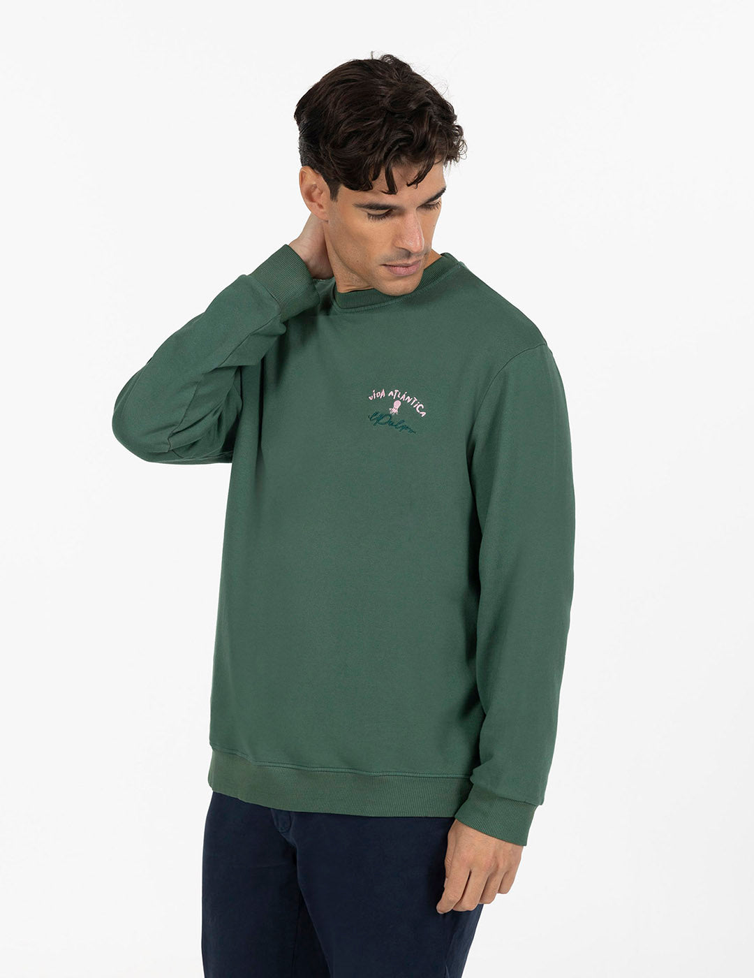 SUDADERA ESTAMPADO ÉTNICO VIDA ATLÁNTICA VERDE INGLÉS