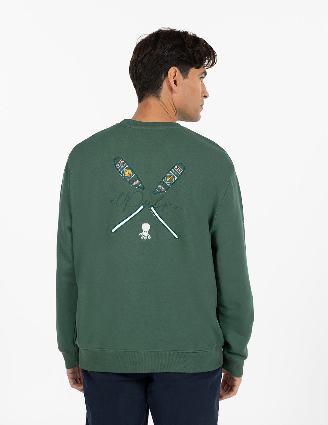 SUDADERA ESTAMPADO ÉTNICO VIDA ATLÁNTICA VERDE INGLÉS