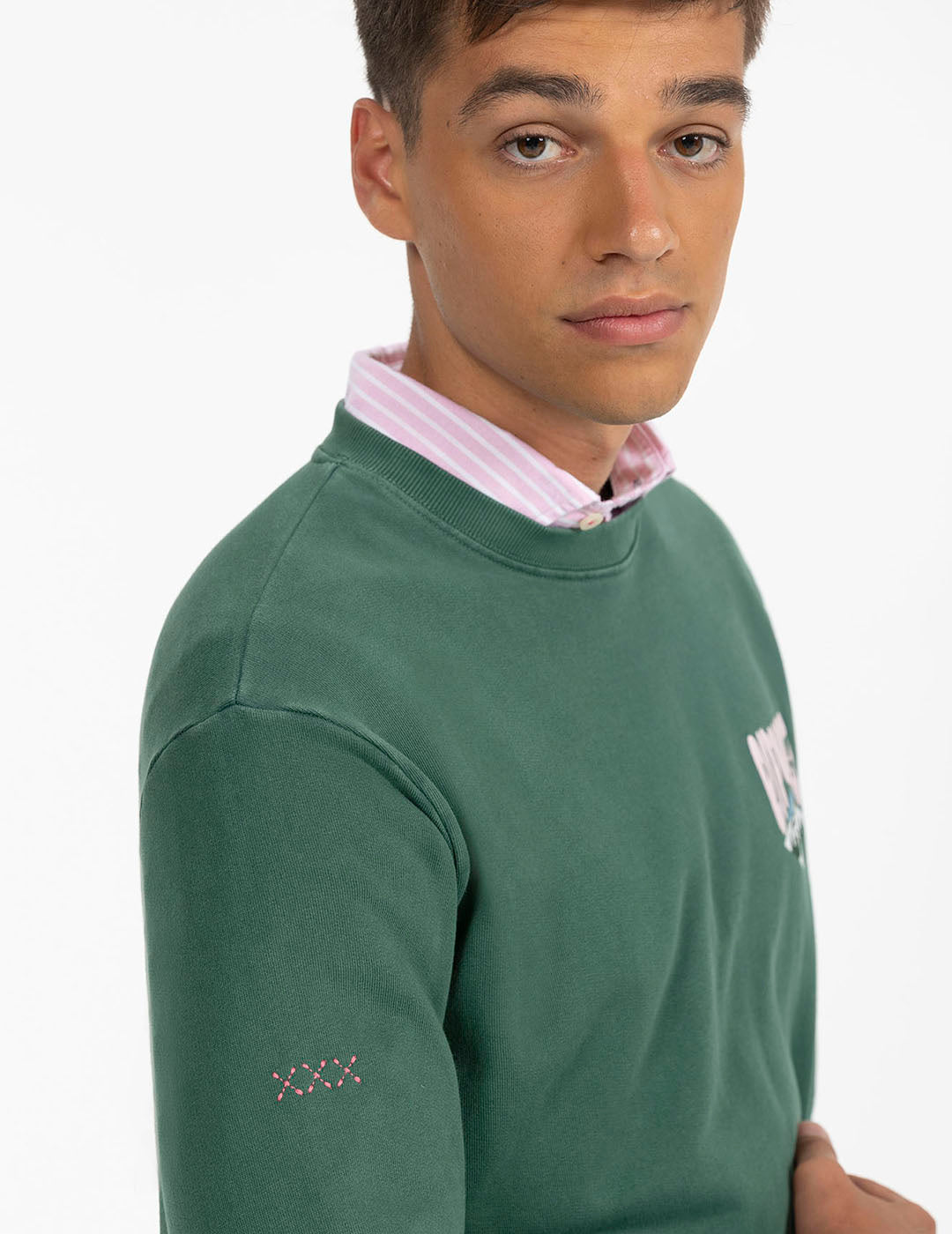 SUDADERA ESTAMPADO PAISAJE ROMBO VERDE INGLÉS