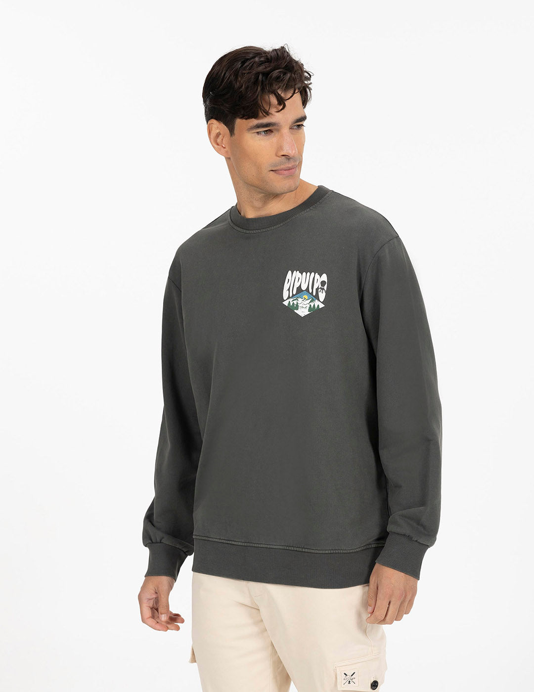 CHARCOAL DIAMONDS LANDSCAPE PRINT SWEATSHIRT