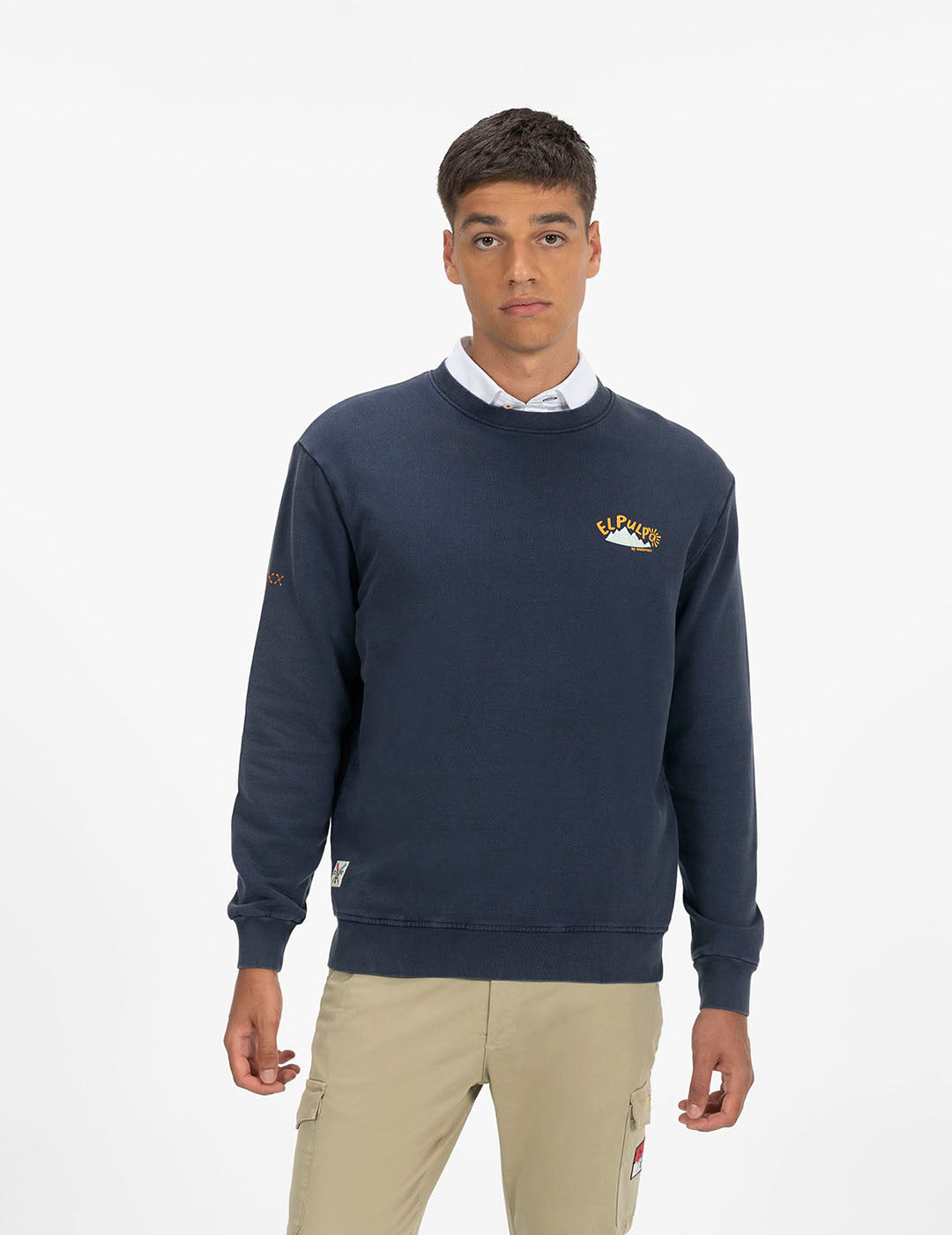 NAVY BLUE NATURE RELIEF PRINT SWEATSHIRT DELAVÉ