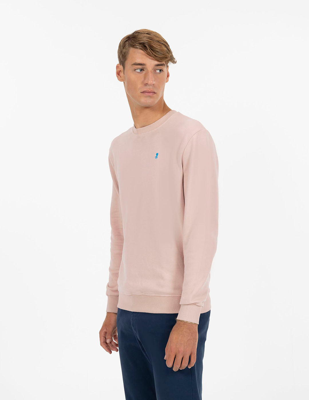 PINK DELAVÉ CONTRAST EMBROIDERY WASHED SWEATSHIRT