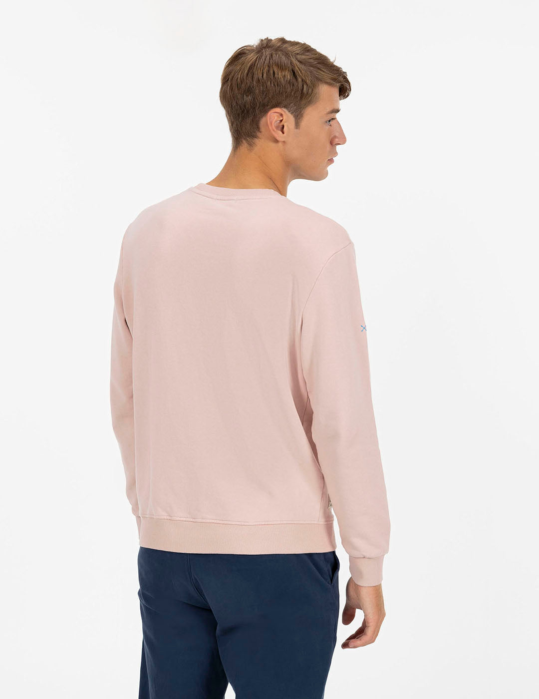 PINK DELAVÉ CONTRAST EMBROIDERY WASHED SWEATSHIRT