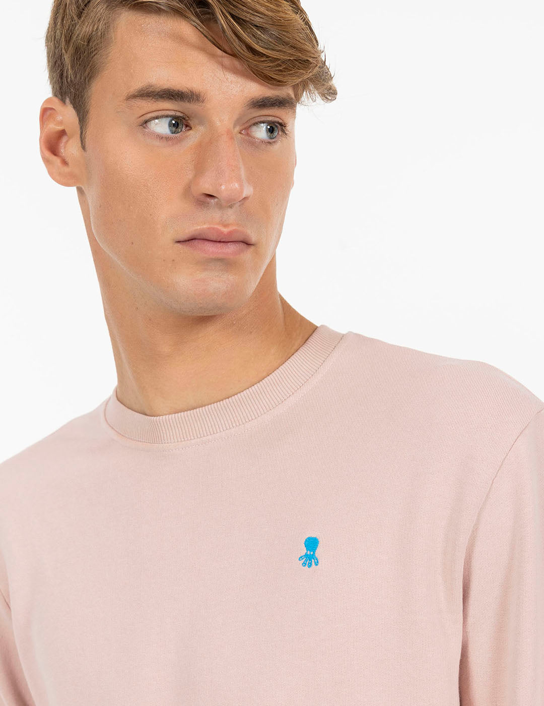 PINK DELAVÉ CONTRAST EMBROIDERY WASHED SWEATSHIRT