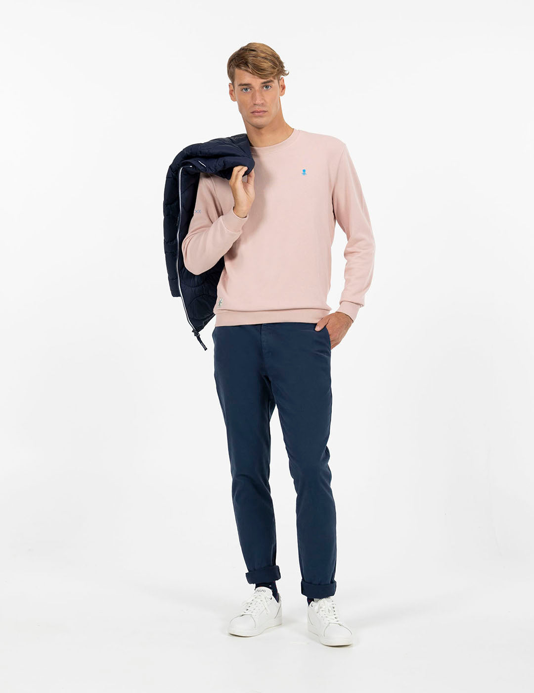 PINK DELAVÉ CONTRAST EMBROIDERY WASHED SWEATSHIRT