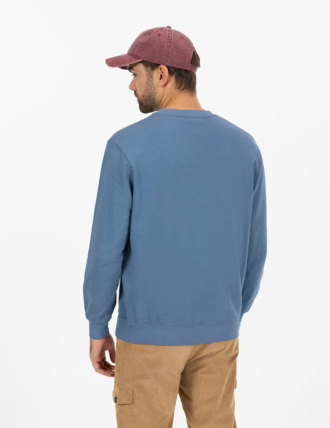 WASHED SWEATSHIRT WITH CONTRAST EMBROIDERY INDIGO DELAVÉ