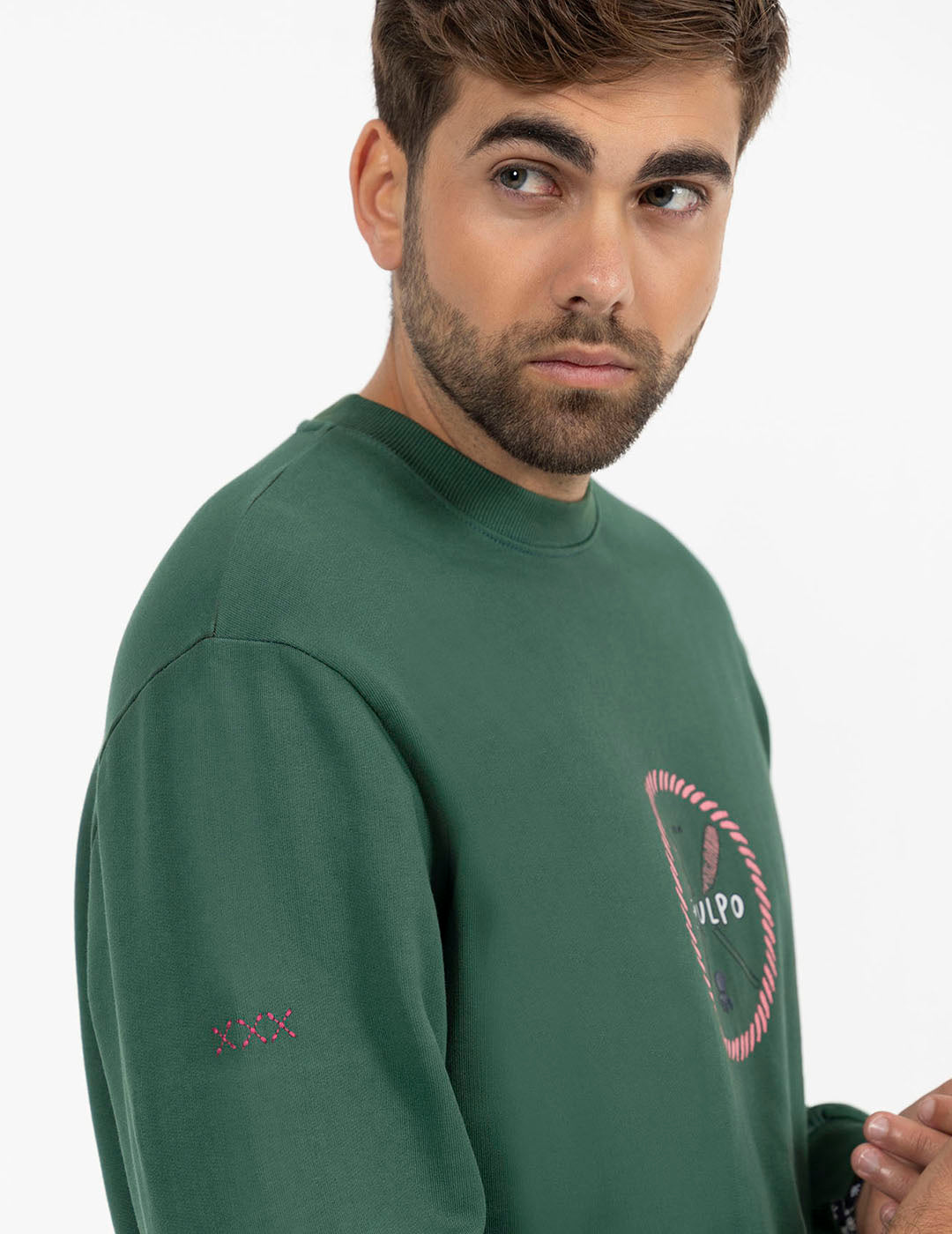 SUDADERA ESTAMPADO REMOS FRONTAL VERDE INGLÉS