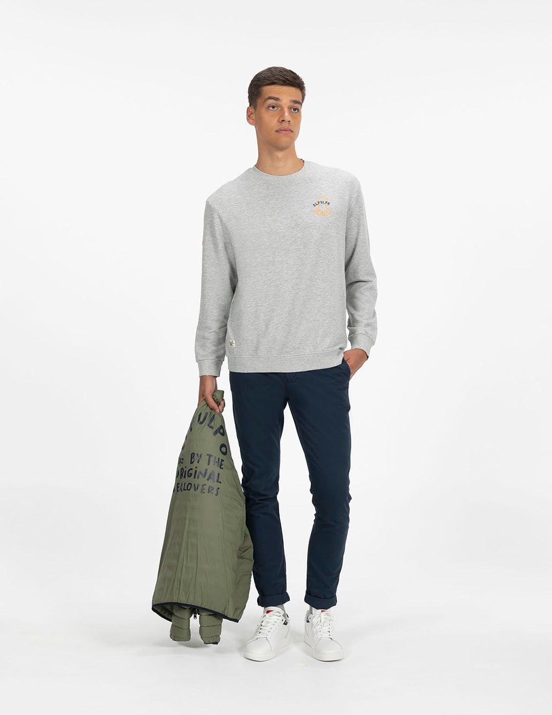 ATLANTIC LIFE STYLE CONTRAST EMBROIDERED SWEATSHIRT VIGORÉ GREY