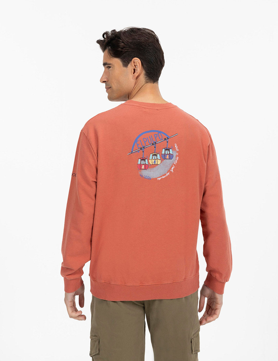 PINK FLAMINGO CABLE CAR PRINT SWEATSHIRT