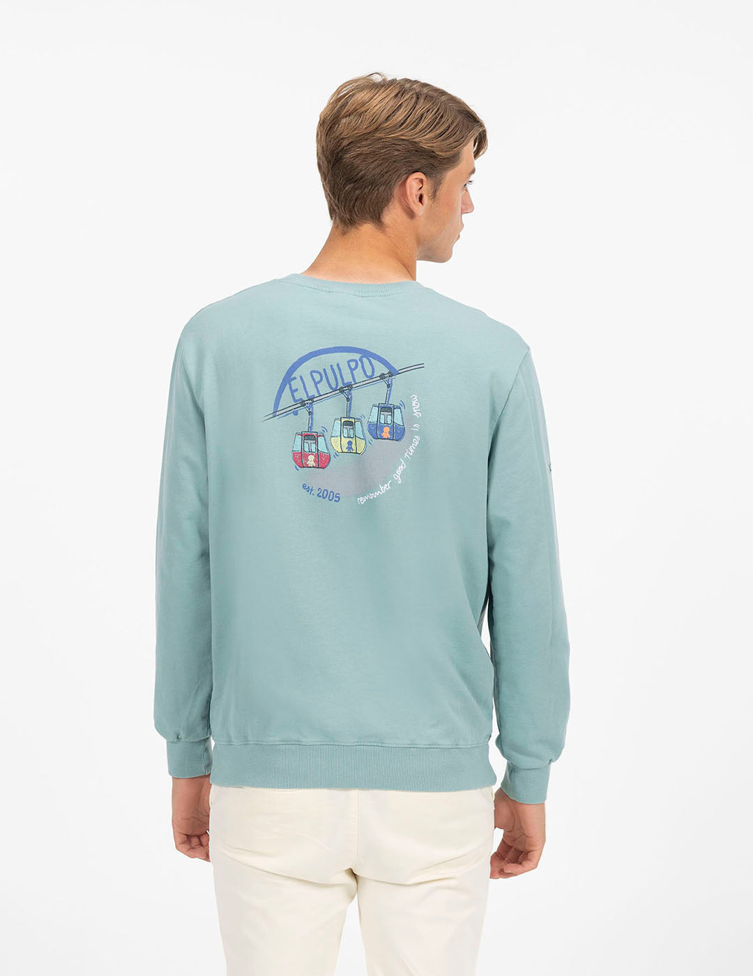 CABLE CAR PRINT SWEATSHIRT SAPPHIRE BLUE COLORS