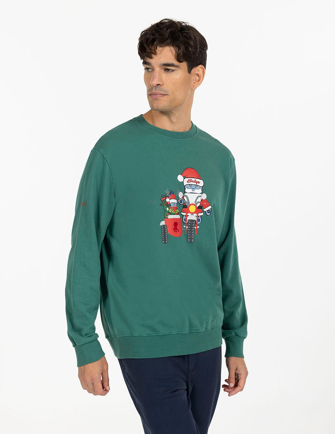 SUDADERA ELPULPO EN SIDECAR NAVIDAD VERDE INGLÉS