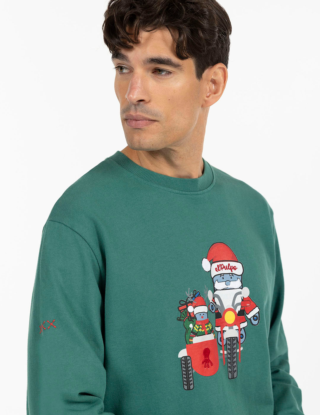 ELPULPO SWEATSHIRT IN SIDECAR CHRISTMAS GREEN ENGLISH